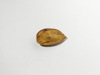 Almond seeds isolated on a white background, Fresh chocolate almonds