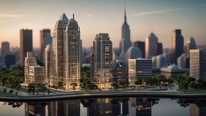 Obraz premium model of the city on the business table