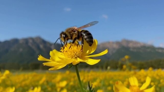 Honey bees look for honey in flowers and in their nests