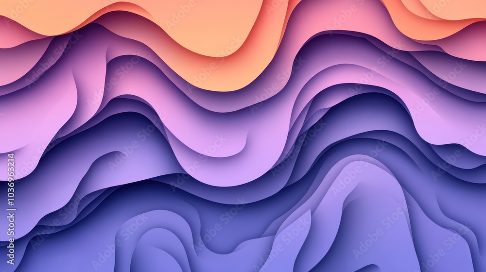 Poster abstract waves in soft colors and gradients