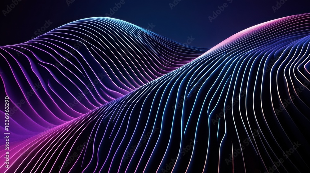 Poster vibrant lines in abstract wave pattern design