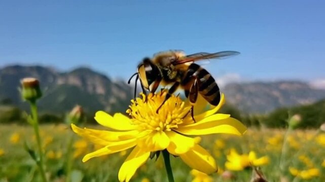 Honey bees look for honey in flowers and in their nests