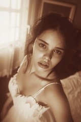 a woman in a wedding dress posing for a photo