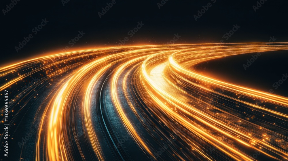 Poster dynamic light trails on dark background