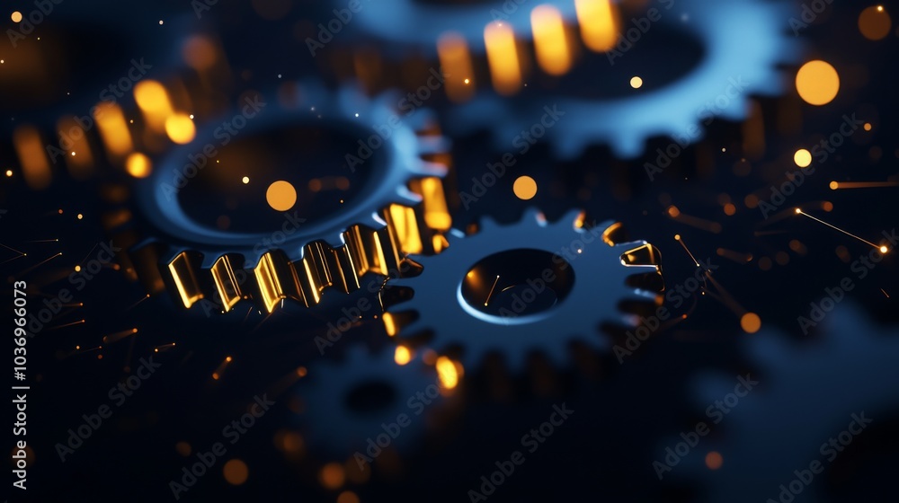 Poster intricate gears with a glowing backdrop, representing technology and machinery in a visually strikin