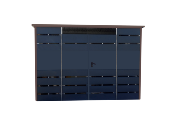 Gray dark blue alcove tools or garbage can, front view. On isolated transparent background.