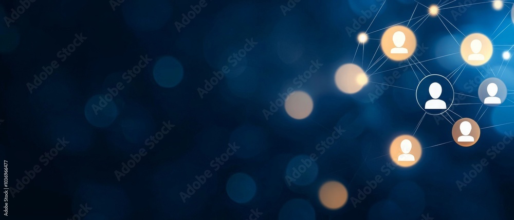 Aufkleber a digital abstract background featuring interconnected user icons with soft glowing lights, symboliz