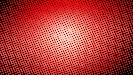 Obraz premium Vibrant red gradient background featuring halftone dots gradation overlay, adding a dynamic pop art flair with black dots scattered across the fiery red tone.