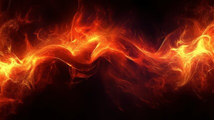 Fototapeta premium Vibrant Flames on Black Background for Dramatic Effect