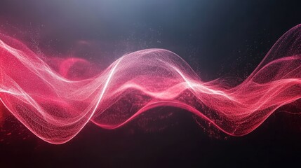 Dynamic Waves of Pink Light on Dark Background
