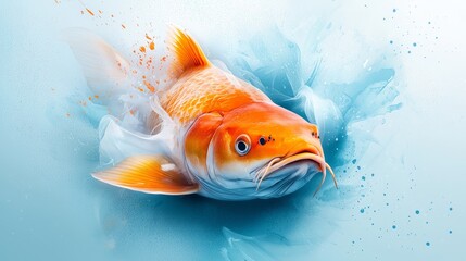  A tight shot of a fish submerged in water, with bubbles at its head's base