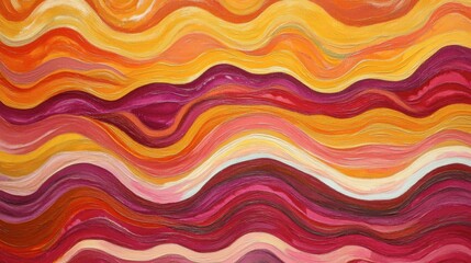 Abstract Waves of Colorful Curves in Warm Tones