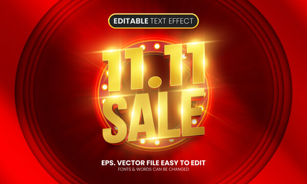 11.11 sale promotion 3d editable text effect