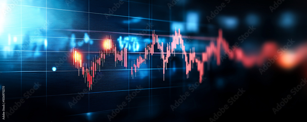 Poster abstract glowing financial and business growth chart with vibrant colors and dynamic lines represent