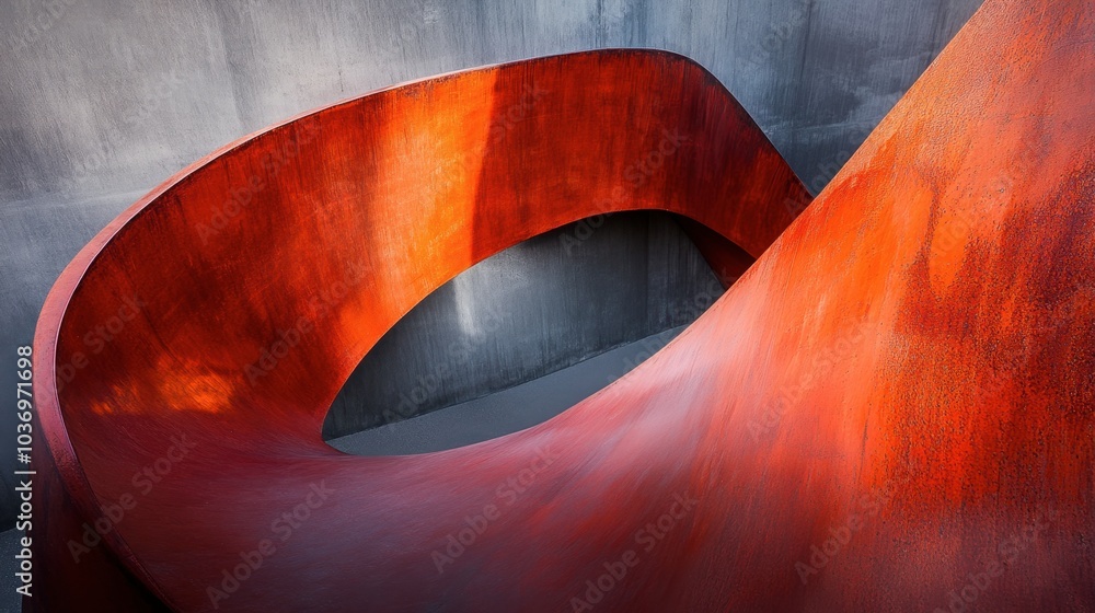 Poster abstract curved structure with bold red surface