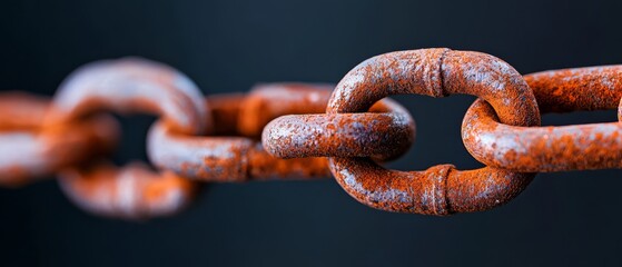  A tight shot of a weathered metal chain against a black backdrop, the chain's texture distinct amidst the chain's indistinct, blurred likeness