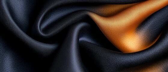  A tight shot of black-and-gold fabric, featuring a substantial layer of this material on top