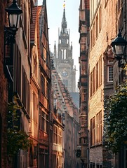 Obraz premium Towering Spires and Charming Alleyways in a Historic European City