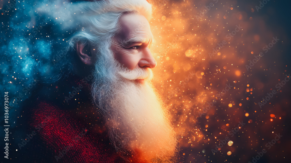 Poster a man with a beard and a beard beard is wearing a red sweater and looking at the camera