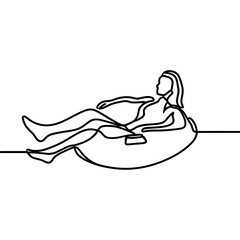 person in inflatable ring line drawing