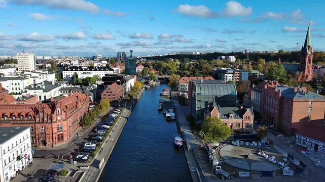 Island in the city of Bydgoszcz on the Brda River,, Poland.