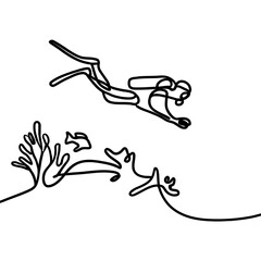 ine drawing of scuba diver