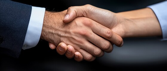 Obraz premium Person 1 in a blue suit, white shirt, and blue tie; Person 2 similarly attired
