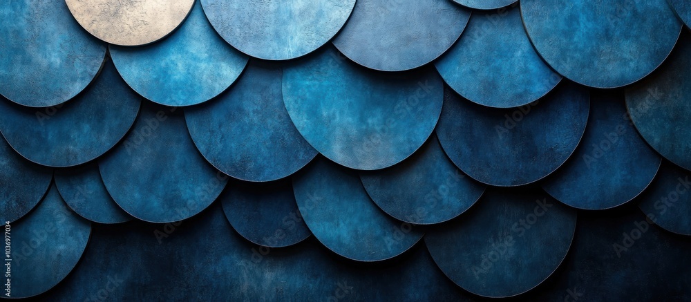Poster abstract blue overlapping circles pattern background.