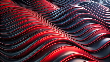 Abstract background with red and black wavy surface and silhouette
