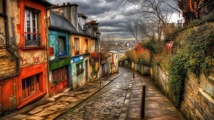 Fototapeta premium Colorful Street in Historic Neighborhood