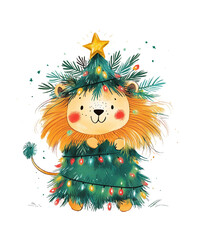 Watercolor Animal Christmas Illustration