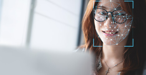 Cyber security, Data protection. Authentication by facial recognition. Biometric. Security system....