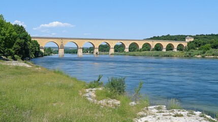 Fototapeta premium Scenic View of Aqueduct Over River Landscape