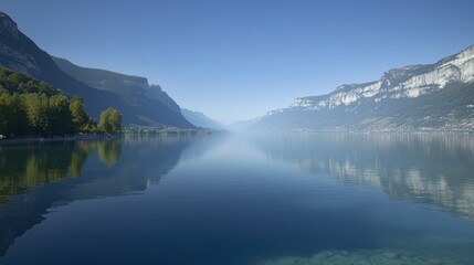 Naklejka premium Serene Lake Reflection in Mountain Landscape