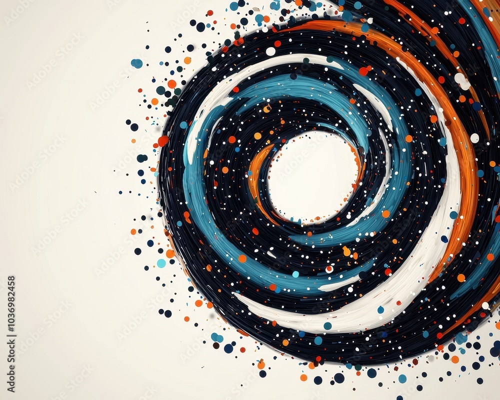Poster a swirling abstract design featuring vibrant colors and splashes, creating a sense of movement and e