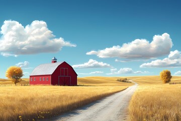 Charming Red Barn Surrounded by Scenic Countryside