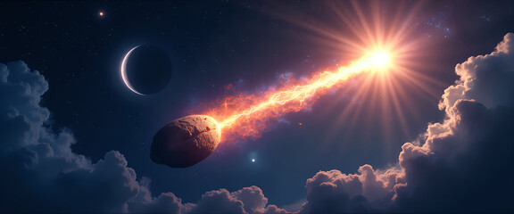  Fiery comet racing through deep space