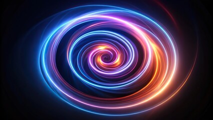 Abstract neon background featuring glowing spiral close-up