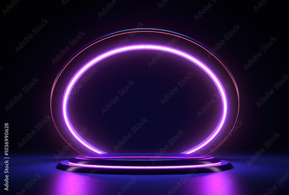 Aufkleber circular neon light display with platform