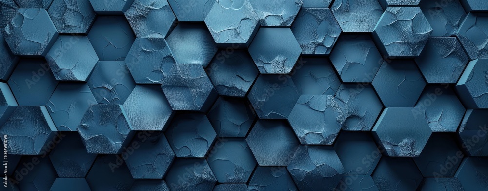 Poster Abstract 3D Pattern of Interlocking Blue Hexagons