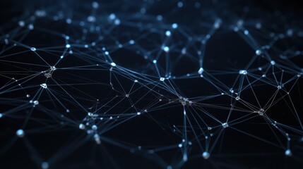 Abstract Network with Glowing Blue Nodes and Thin Lines