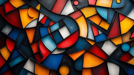 Fototapeta premium cubism artwork with colorful abstract shape
