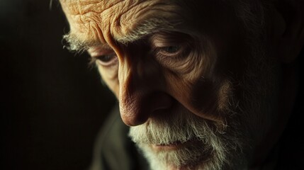 Obraz premium Reflections of Wisdom: An Intimate Portrait of an Elderly Man Capturing the Depths of Experience and Life's Journey Through Intricate Details and Emotive Expression