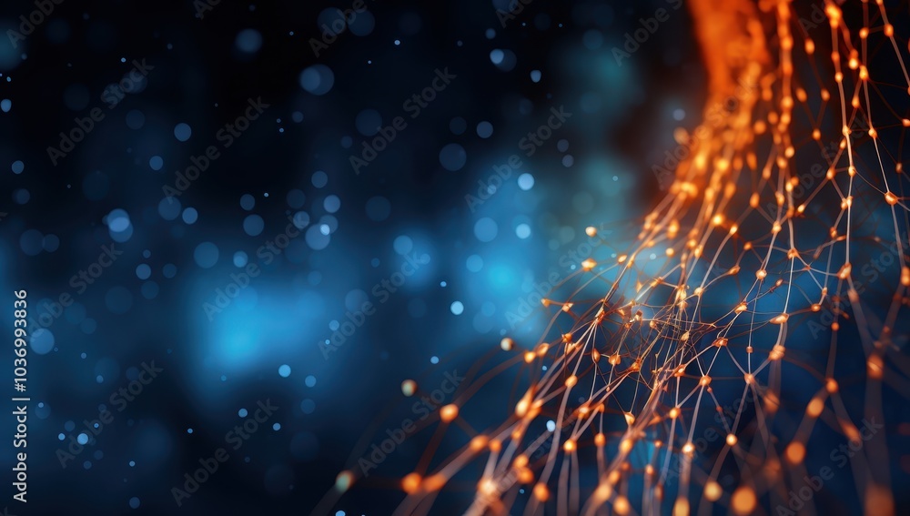 Aufkleber abstract network of glowing lines and nodes on a blue background