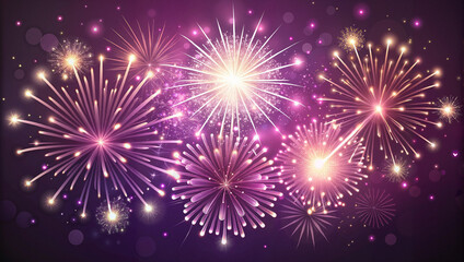 Fototapeta premium Vibrant Pink and Purple Fireworks in the Night Sky