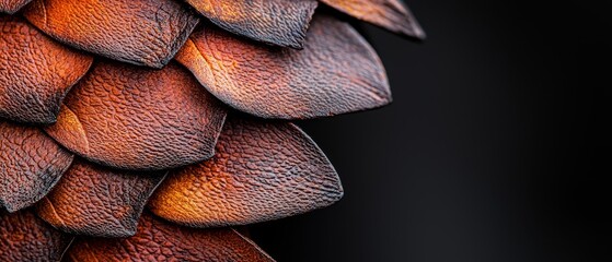 Fototapeta premium Close-up of plant leaves against a black backdrop, featuring brown and orange highlights