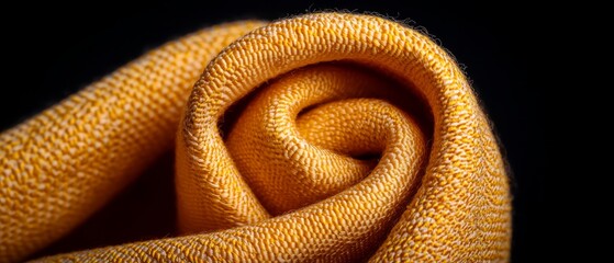 Fototapeta premium A tight shot of a yellow fabric against a black backdrop, ideal for text or an insertable design on a T-shirt