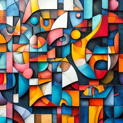 Fototapeta premium cubism artwork with colorful abstract shape