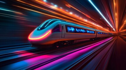 Fototapeta premium Futuristic High-speed rail train