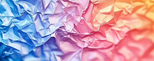Close-up abstract background of colorful crumpled paper.